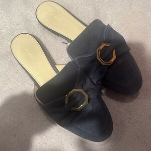 Cole Haan Women's Navy Mules with Gold Accent